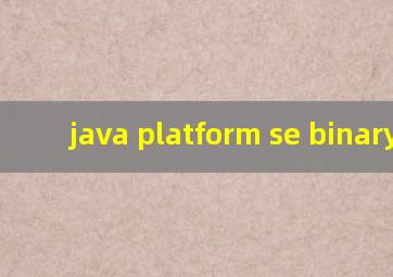 java platform se binary占