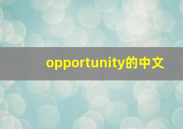 opportunity的中文