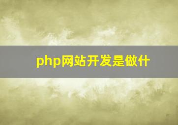 php网站开发是做什