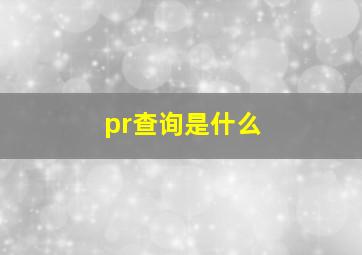 pr查询是什么