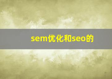 sem优化和seo的