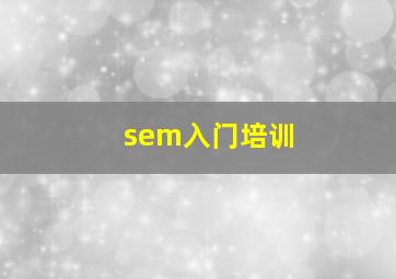 sem入门培训