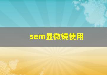 sem显微镜使用