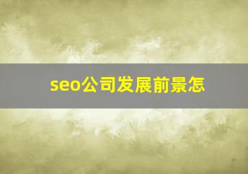 seo公司发展前景怎