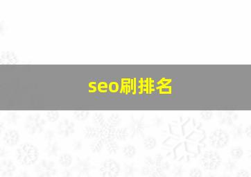seo刷排名