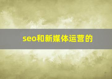 seo和新媒体运营的