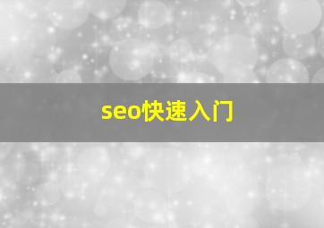 seo快速入门