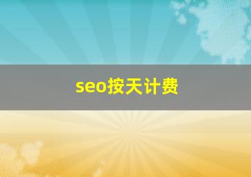 seo按天计费 