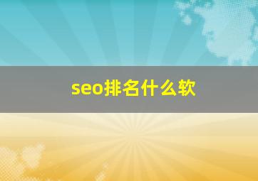 seo排名什么软
