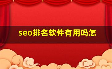 seo排名软件有用吗怎