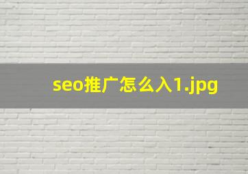 seo推广怎么入