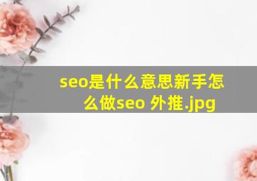 seo是什么意思新手怎么做seo 外推
