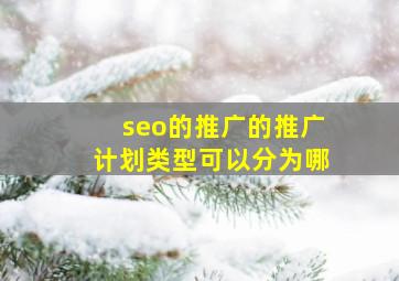 seo的推广的推广计划类型可以分为哪