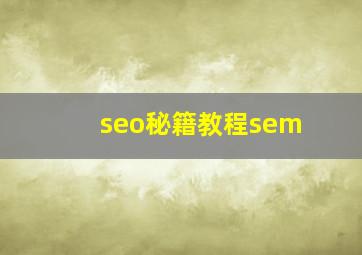 seo秘籍教程sem