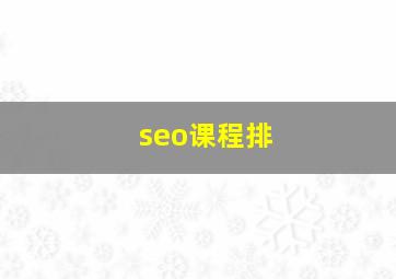 seo课程排