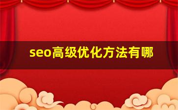 seo高级优化方法有哪