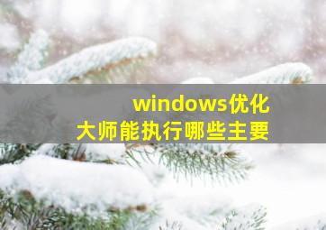 windows优化大师能执行哪些主要